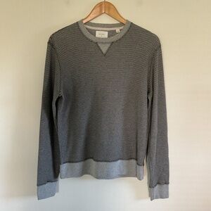 Billy Reid Mens Gray Striped waffle knit crewneck sweater Sz S Preppy Comfort